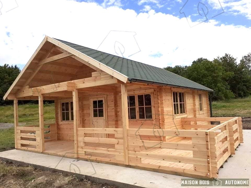 maison bois avec terrasse et mezzanine hors réseau sans branchement