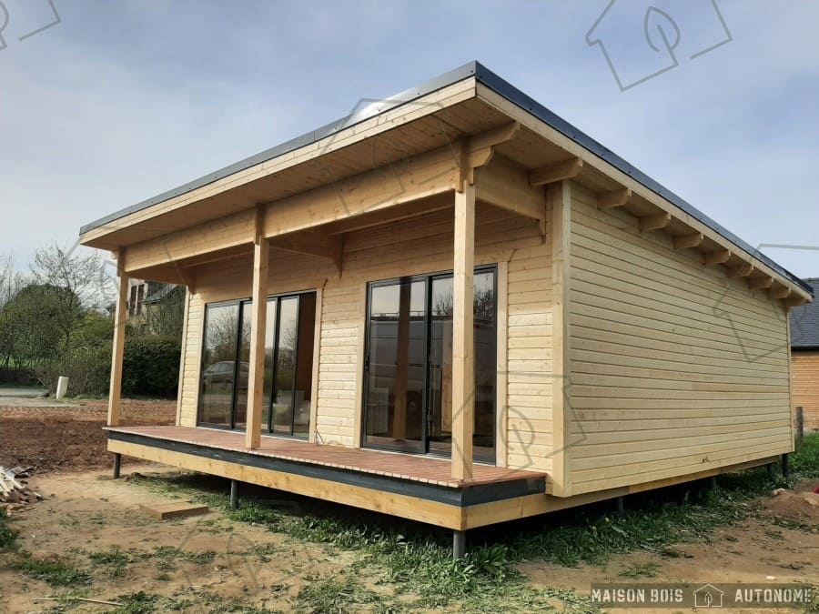 maison autonome en bois moderne - maison bois sur pilotis